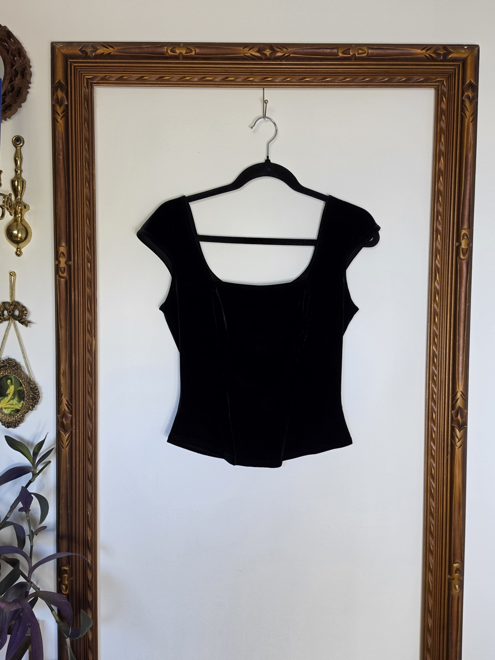 Black Velvet Scoop Neck Women's Tank Top Corset Vibe